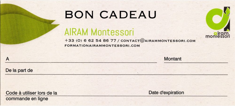 Chèque-cadeau formation Montessori pour les parents - Philosophie, Posture et Matériel
